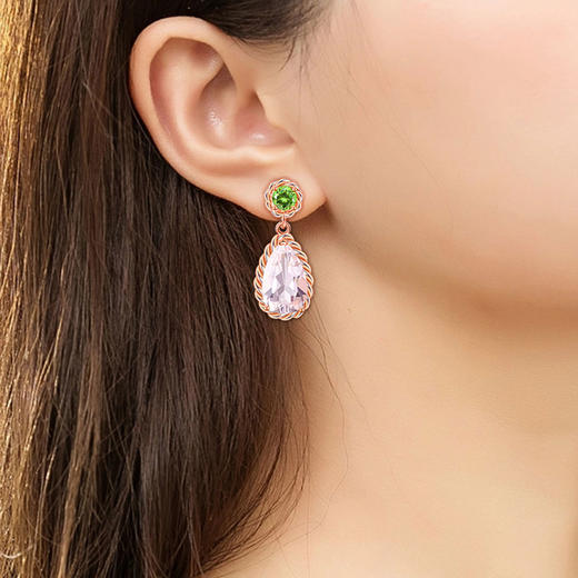 【白水晶吊坠/耳环】S925银天然白水晶吊坠橄榄石项坠时尚JP19279/JE19279 商品图7