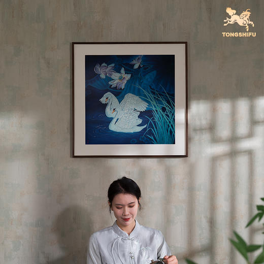 铜师傅 手工錾刻 铜雕画《蓝色之恋》客厅玄关沙发背景墙装饰画 商品图5