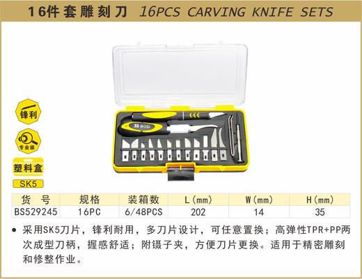 波斯 16件雕刻刀组套	16PC	BS529245 商品图0