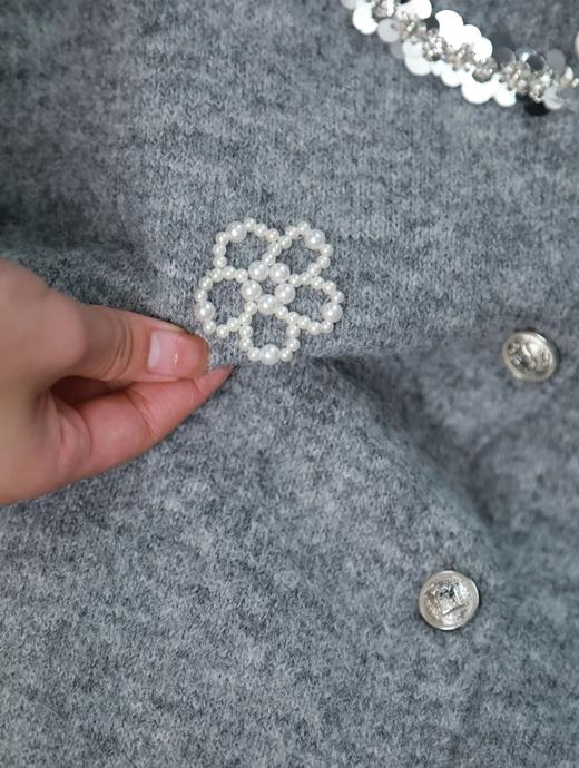 慵懒风珍珠花朵圆领开衫 C12TJ-99985 商品图8