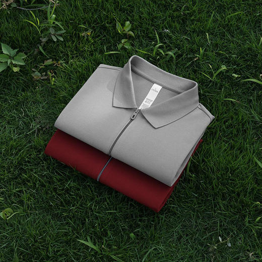 半拉链翻领男士百搭短袖时尚休闲高端潮牌青年上衣  HLS-GS82022 商品图2