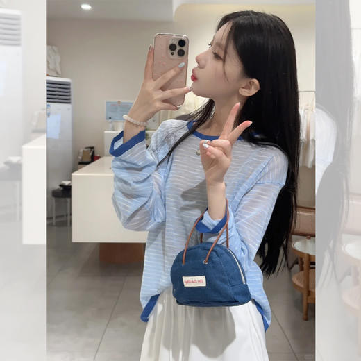 <曾小咸推荐> 撞色条纹防晒罩衫 日常129/件 活动价89.99/件！！ 商品图0