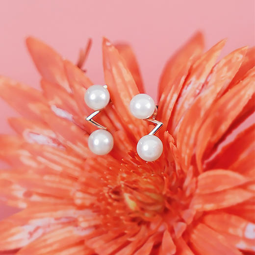 【现货】18K金珍珠耳饰法式浪漫双珍珠百搭款【尺寸5.7mm】  【一物一证书】 商品图1