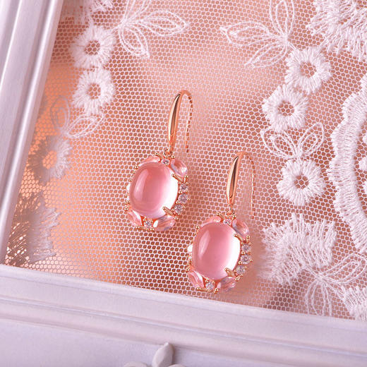 【粉水晶戒指/耳环/吊坠】S925银粉水晶均码轻奢时尚芙蓉石JR25006/JE25006/JP25006 商品图5