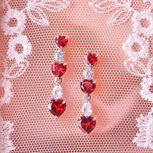 【石榴石耳环】S925银酒红石榴石彩色宝石爱心耳饰品耳坠JE19286 商品图0