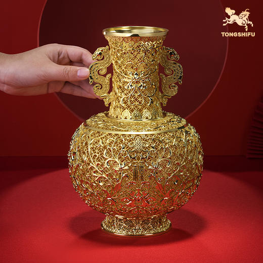 铜师傅《花丝宝瓶》客厅桌面铜花瓶摆件 家居装饰品 节日礼物 商品图4