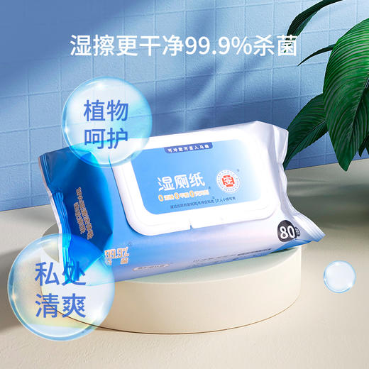 湿厕纸湿厕纸卫生湿巾湿卫生纸80抽6包可冲散洁厕家庭实惠装纯水 商品图1