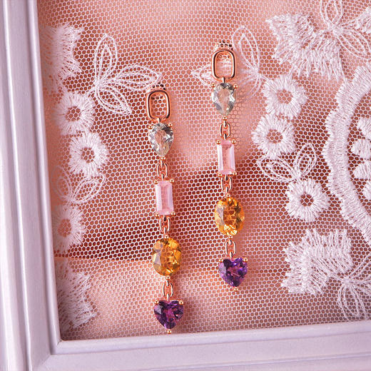 【彩色宝石耳环】S925银天然水晶彩色宝石轻奢耳饰品JE19287 商品图1