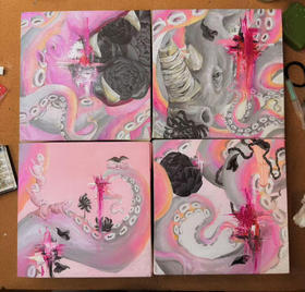 JoanneQ《乌合之众》四幅原作