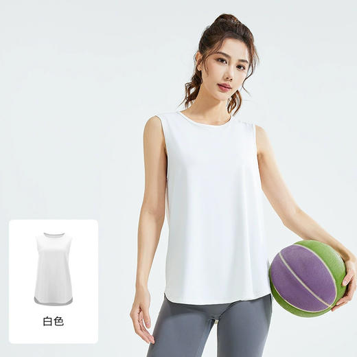 【瑜伽背心罩衫，透气速干，健身必备~】圆领瑜伽背心罩衫 宽松健身网纱 透气速干无袖运动背心式 瑜伽上衣-QQ 商品图4