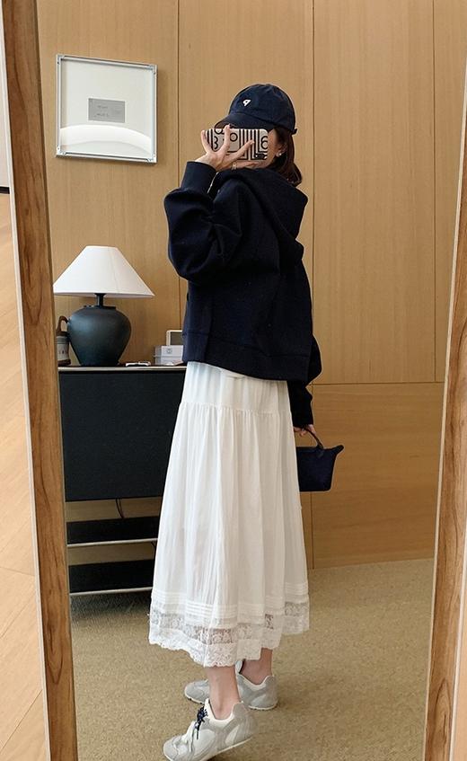 春新品松紧腰茉莉花镂空棉半裙 商品图8