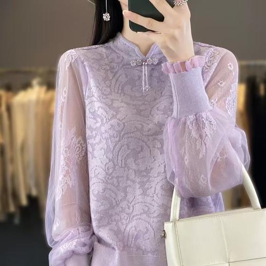 雀说优雅气质中式女精纺羊毛打底针织衫立领毛衣春秋新款洋气上衣AL 商品图9