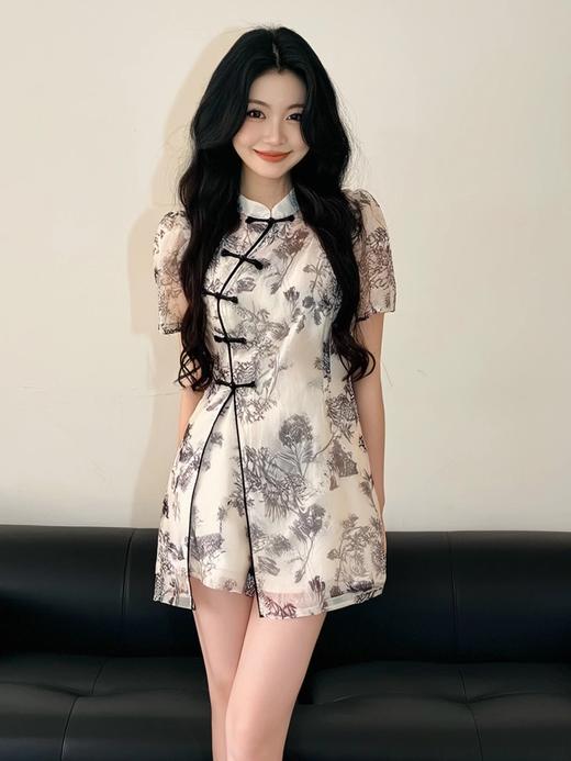 奢姿大码女装年夏季新款减龄水墨印花三件套胖妹妹时尚套装8942990005 商品图2