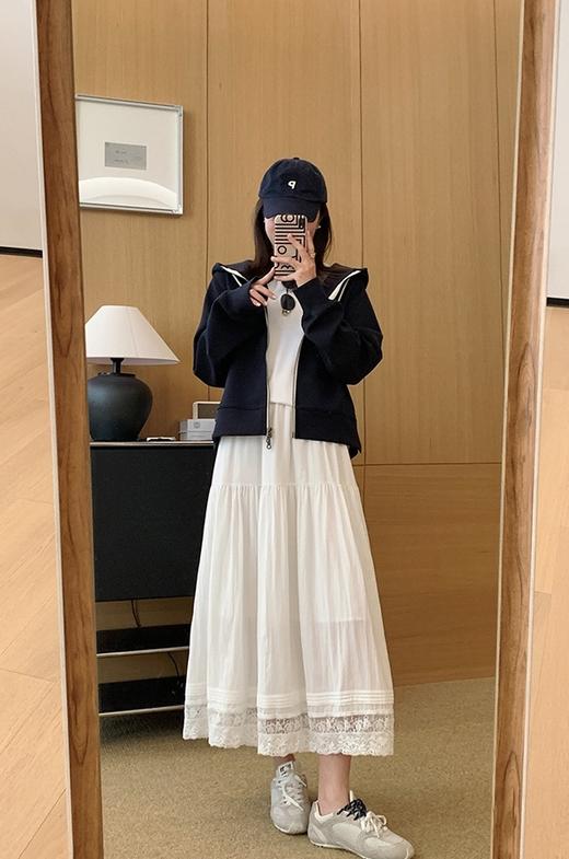 春新品松紧腰茉莉花镂空棉半裙 商品图4