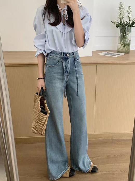 爆款女神裤～【春上新】8007筒喇裤宽松下摆鱼尾裤拖地牛仔裤-喜出 商品图5