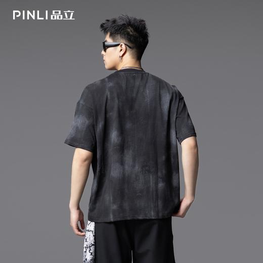 PINLI品立2025夏季新款男士圆领贴布绣短袖T恤上衣体恤B252111032 商品图2