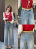 百搭显瘦～【春上新】2025韩版高腰显瘦宽松牛仔裤女九分直筒裤8009/15057（不含腰带） -喜出 商品缩略图1