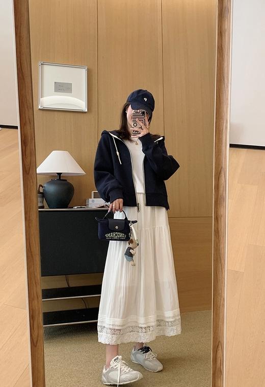 春新品松紧腰茉莉花镂空棉半裙 商品图5