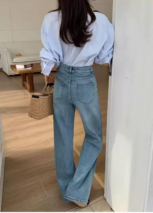 爆款女神裤～【春上新】8007筒喇裤宽松下摆鱼尾裤拖地牛仔裤-喜出 商品图1