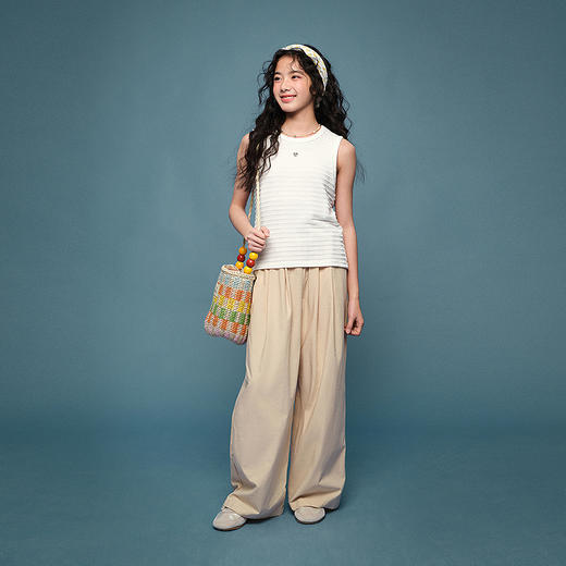 笛莎Deesha青少年女童裤子2025夏季女童阔腿裤 商品图1