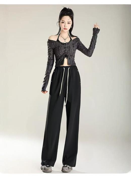 9.3秒杀-NO退【春秋】8609 垂感松紧腰质感直筒裤-喜出 商品图2