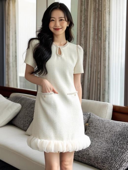 [奢姿轻奢系列]大码女装2025夏季镂空裙子胖妹妹时尚小香风连衣裙8942890073【1】 商品图2