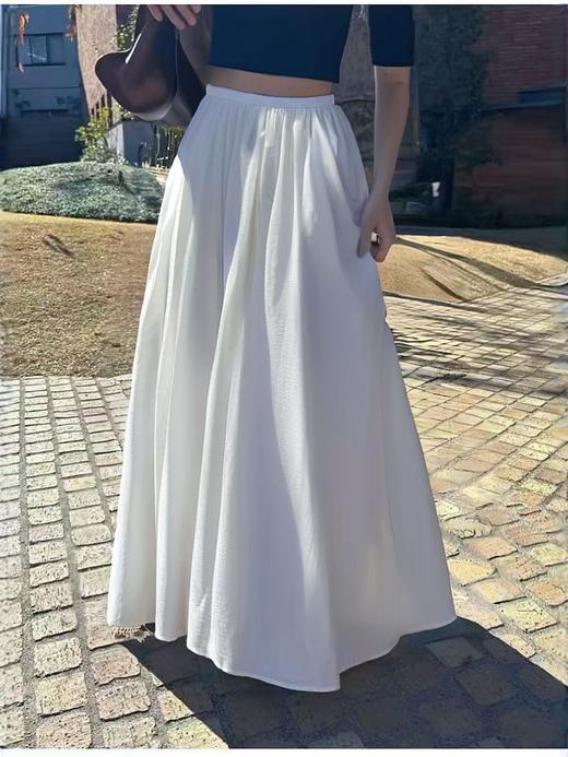 冰点价！仅限11.11！退货勿拍～WANWAN ZONE 品牌高级感赫本风半身裙高腰A字大摆裙气质伞裙白色长裙-喜出 商品图0