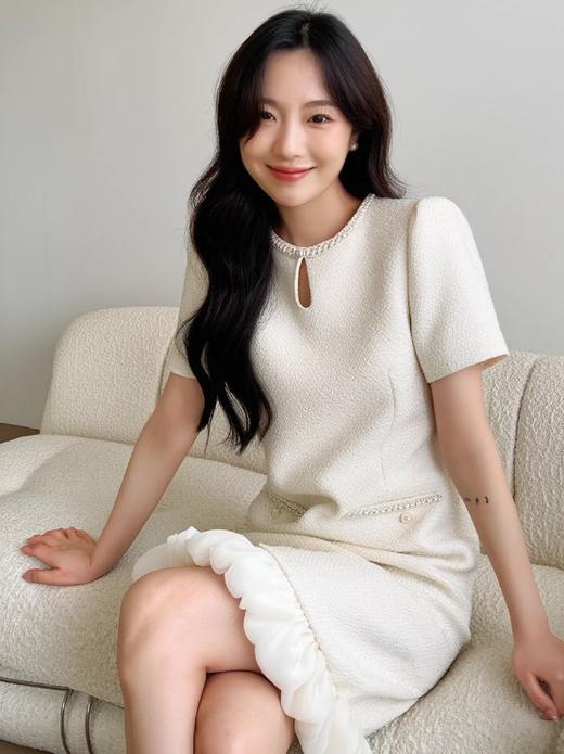 [奢姿轻奢系列]大码女装2025夏季镂空裙子胖妹妹时尚小香风连衣裙8942890073【1】 商品图0