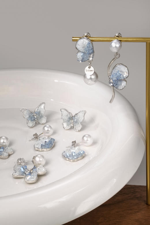 春日来信藏在耳畔上莫奈花园天然蓝晶石耳环 商品图2