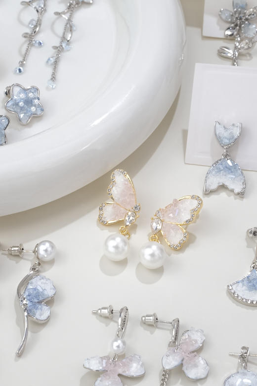 春日来信藏在耳畔上莫奈花园天然蓝晶石耳环 商品图0