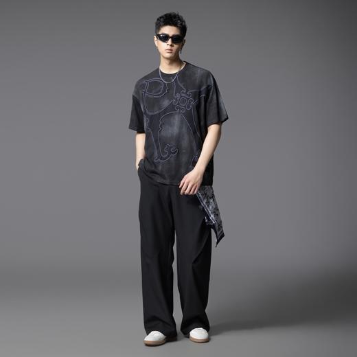 PINLI品立2025夏季新款男士圆领贴布绣短袖T恤上衣体恤B252111032 商品图4