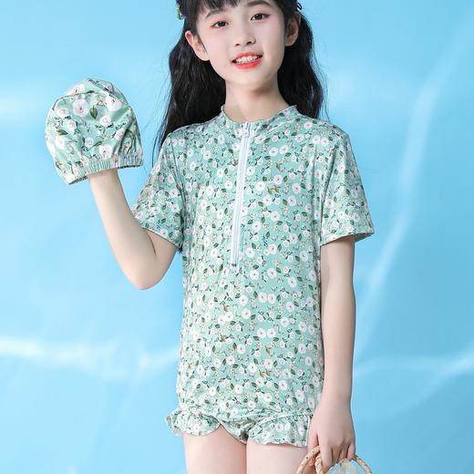 【赠送泳帽！可爱碎花比基尼，花边设计超可爱！】女童连体泳衣 婴儿宝宝沙滩夏装 中小童可爱碎花比基尼花边泳装-QQ 商品图0