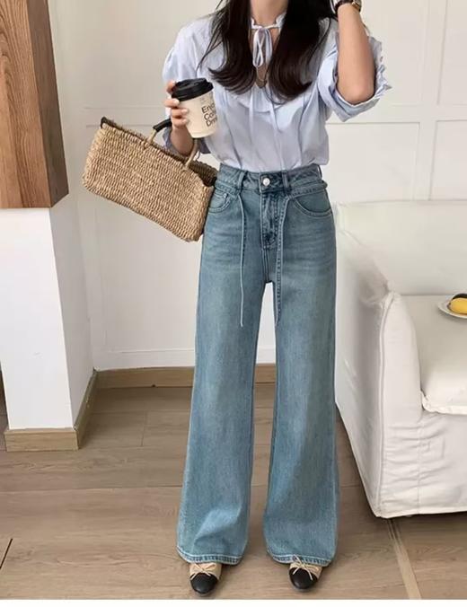 爆款女神裤～【春上新】8007筒喇裤宽松下摆鱼尾裤拖地牛仔裤-喜出 商品图2