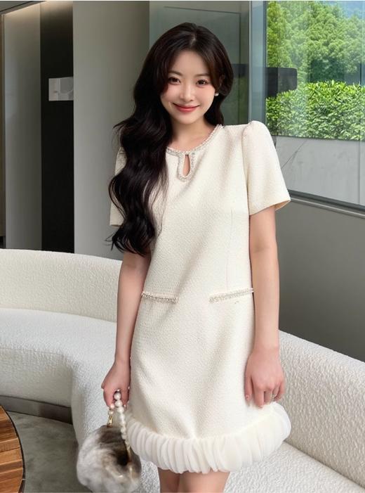 [奢姿轻奢系列]大码女装2025夏季镂空裙子胖妹妹时尚小香风连衣裙8942890073【1】 商品图1