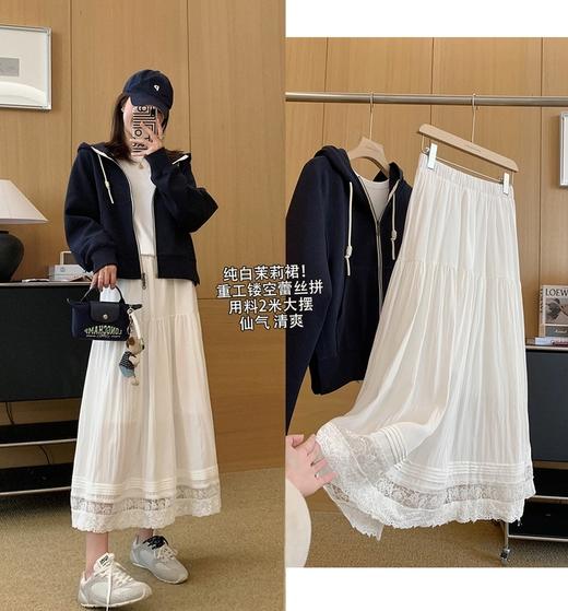 春新品松紧腰茉莉花镂空棉半裙 商品图0