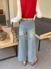百搭显瘦～【春上新】2025韩版高腰显瘦宽松牛仔裤女九分直筒裤8009/15057（不含腰带） -喜出 商品缩略图2