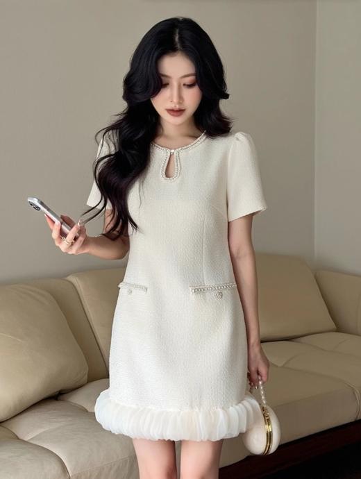 [奢姿轻奢系列]大码女装2025夏季镂空裙子胖妹妹时尚小香风连衣裙8942890073【1】 商品图4