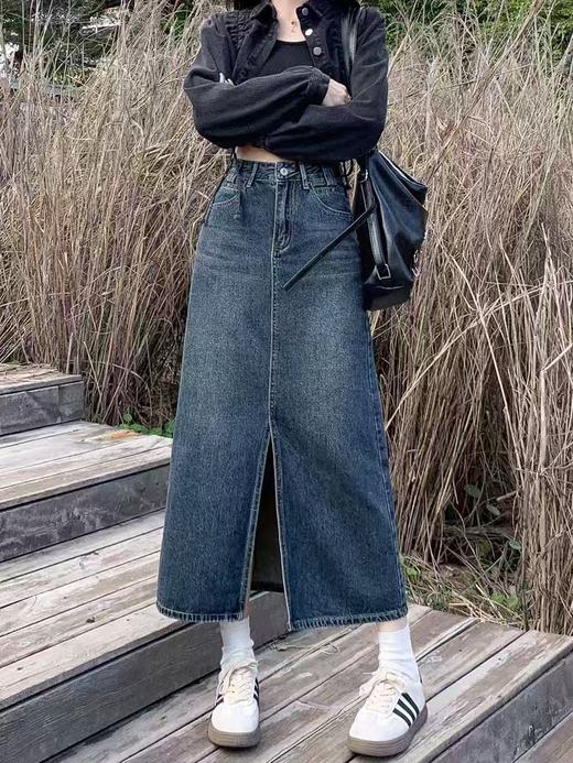 520活动促 爆款推荐～66101 前开叉A字长款牛仔长款半身裙-喜出 商品图0