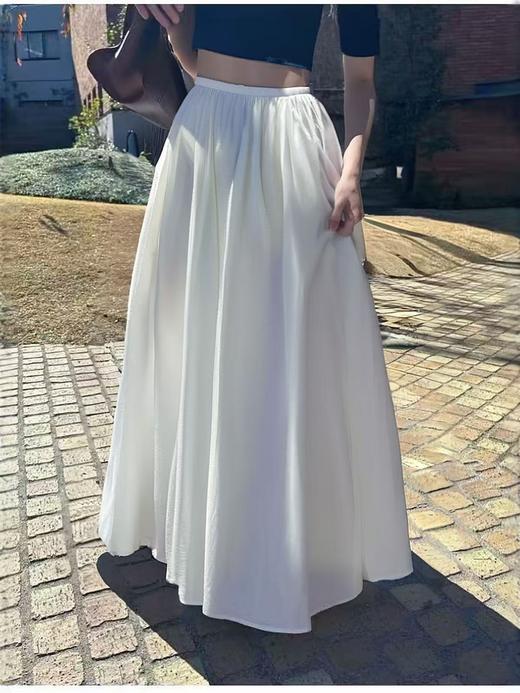 冰点价！仅限11.11！退货勿拍～WANWAN ZONE 品牌高级感赫本风半身裙高腰A字大摆裙气质伞裙白色长裙-喜出 商品图3