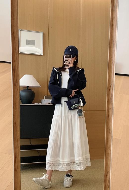 春新品松紧腰茉莉花镂空棉半裙 商品图6