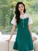 奢姿2025年夏装新款大码女装气质翻领拼接连衣裙胖妹妹时尚裙子9932825562 商品缩略图1