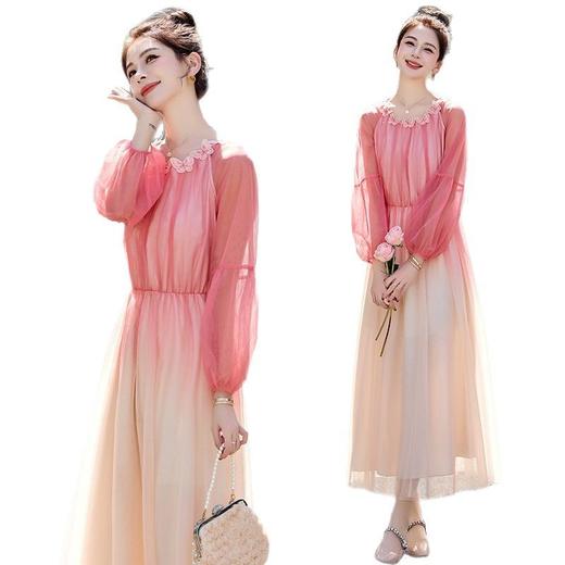 2025年春夏新款法式气质显瘦海边度假收腰长袖仙女裙HR-CZJ8775 商品图4