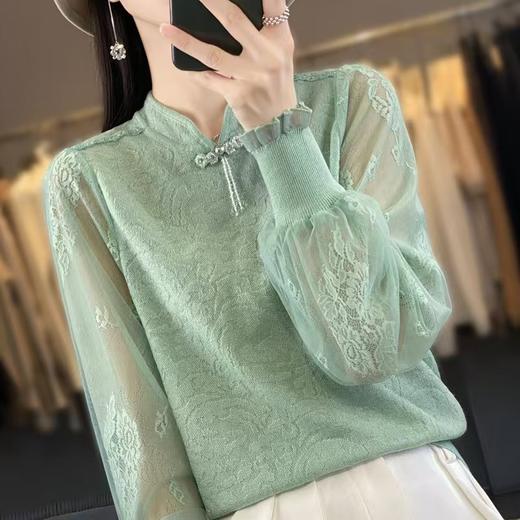 雀说优雅气质中式女精纺羊毛打底针织衫立领毛衣春秋新款洋气上衣AL 商品图7