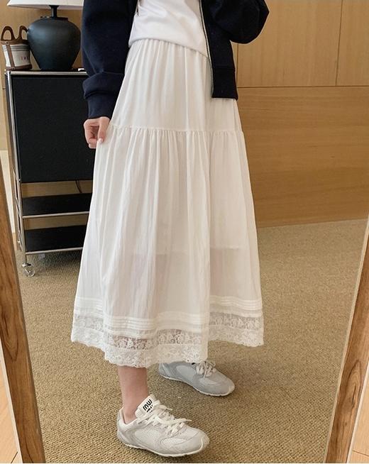 春新品松紧腰茉莉花镂空棉半裙 商品图9