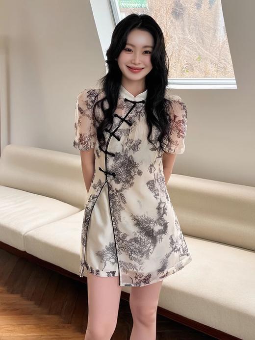 奢姿大码女装年夏季新款减龄水墨印花三件套胖妹妹时尚套装8942990005 商品图3