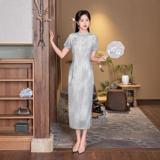 2025新款春夏年轻款气质优雅修身少女日常可穿改良旗袍ZA5298 商品图0