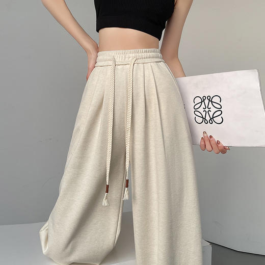 【针织糯米裤】2025春夏直筒针织高腰显瘦窄版阔腿裤 软糯亲肤百搭休闲裤 商品图2