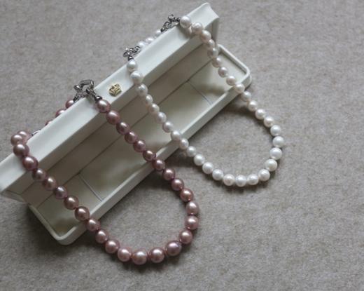 年少不知珍珠美 哈！天然淡水 大点位 明显瑕疵的 无核 白&紫 项链 两款入 商品图0