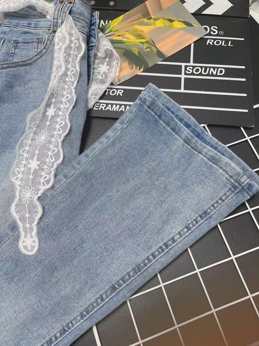 秒杀~不参与退货 
 最后一件 蕾丝微喇裤【春上新】3761韩系高弹力鱼尾裤牛仔微喇裤-喜出 商品图2