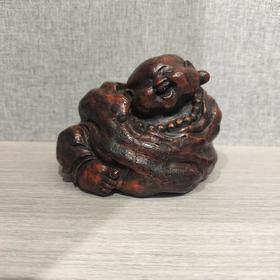 笑弥勒竹根雕小摆件11*8cm